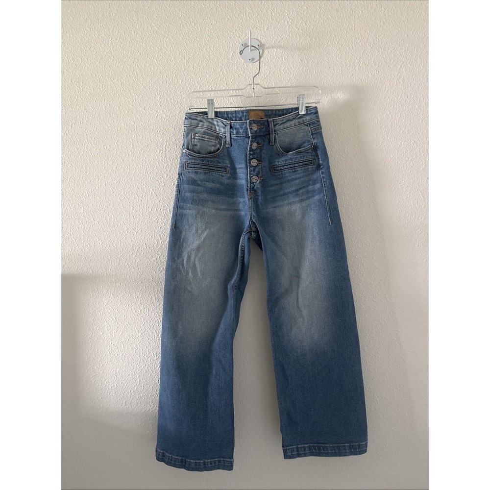 Driftwood Charlee High Rise Crop Wide Leg Jeans Size 27 Boho Buttonfly Womens